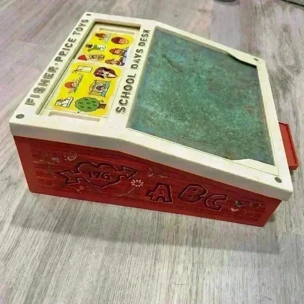 Vintage 1972 Fisher Price School Days Play Desk Toy Chalkboard Teacher